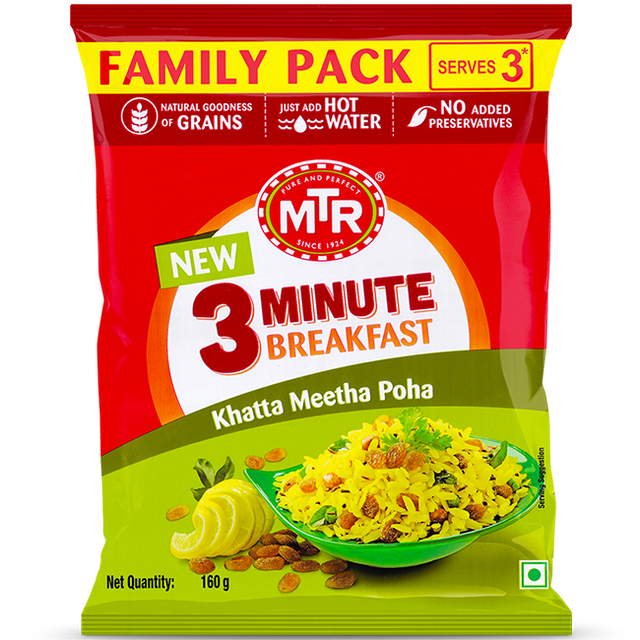 MTR 3 Minute Khatta Meetha Poha Pouch 160 g