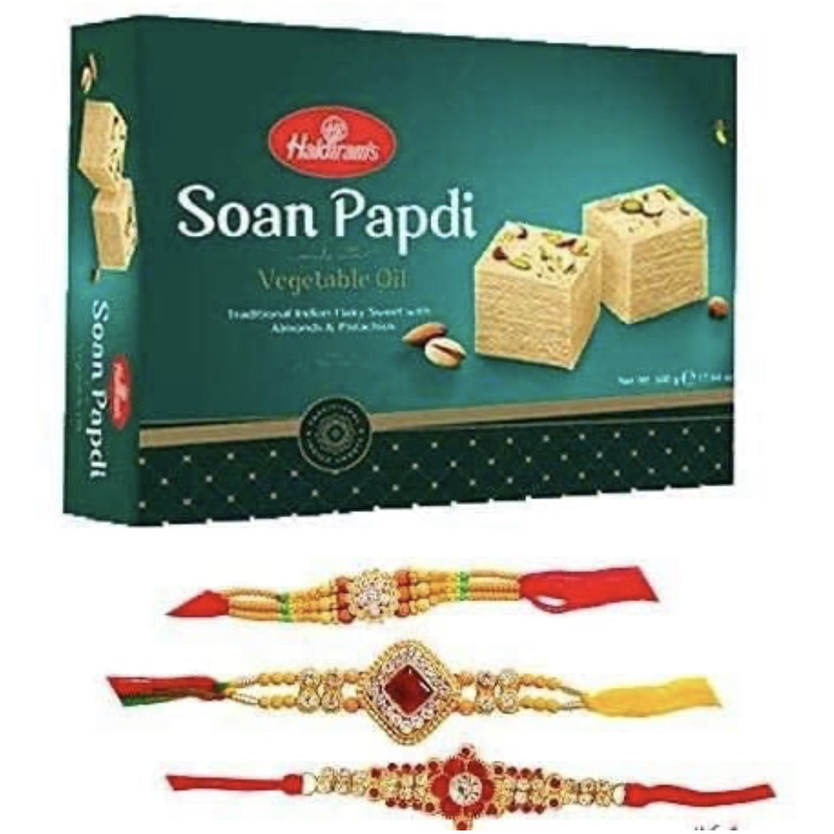 Rakhi Gift | Haldirams Soan Papadi with Rakhi & Roli Chawal Pack | UK Next Day Delivery