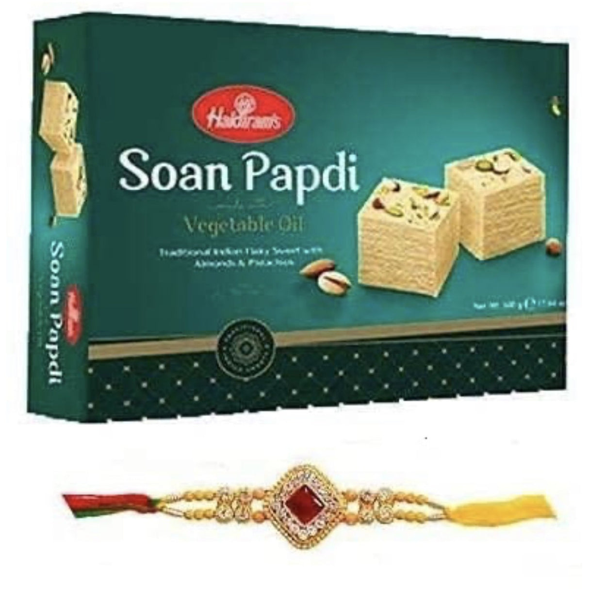 Rakhi Gift | Haldirams Soan Papadi with Rakhi & Roli Chawal Pack | UK Next Day Delivery