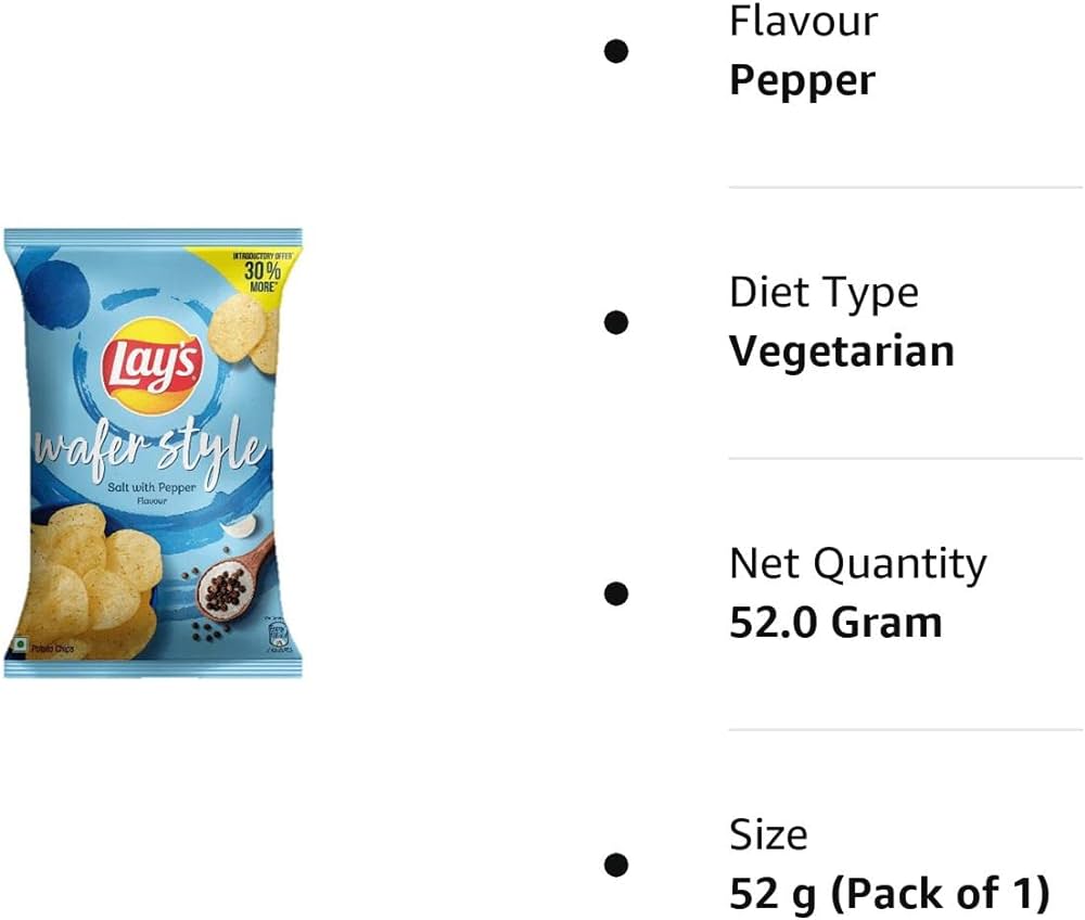 Lay's Wafer Style Potato Chips - Salt with Pepper, 40g