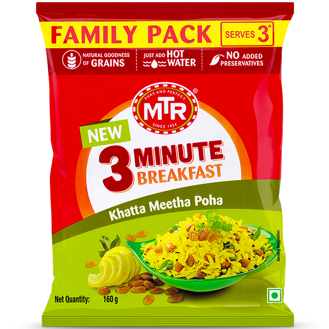 MTR 3 Minute Khatta Meetha Poha Pouch 160 g
